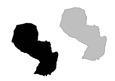Paraguay map. Black and white. Mercator projection.のイラスト素材
