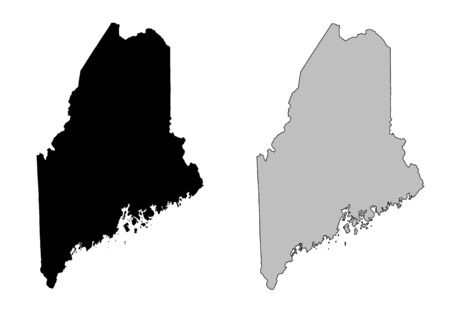 Maine map. Black and white. Mercator projection.のイラスト素材