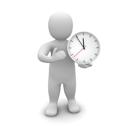 Man and clock. 3d rendered illustration.