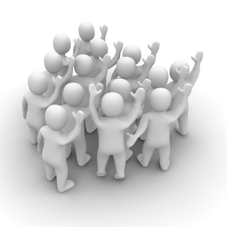 Waving people group. 3d rendered illustration isolated on white.の写真素材