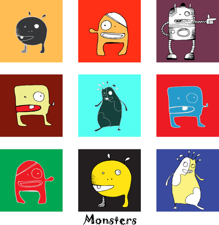 vector pattern with funny monsters for kids and other designのイラスト素材