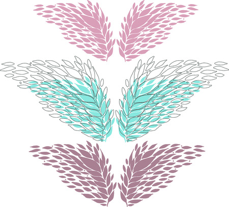 vector hand drawing wings for scrapbooking, wedding, invitation designのイラスト素材