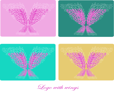 vector  set hand drawing wings for scrapbooking, wedding, invitation designのイラスト素材