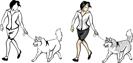 woman showing dogs on the showのイラスト素材