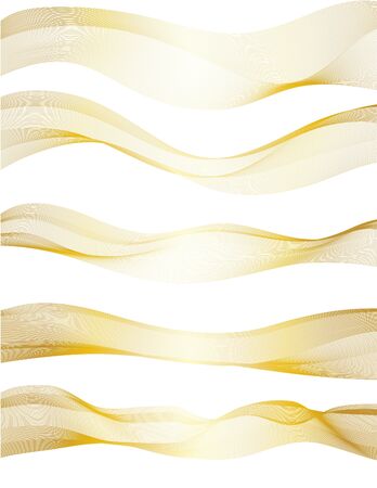 Collection of gold wave Abstract ribbon backgroundのイラスト素材