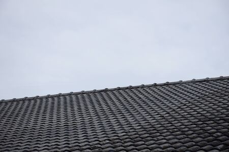 Close up roof texture with blue sky background.の写真素材
