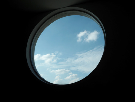 Sky from circle window.の写真素材