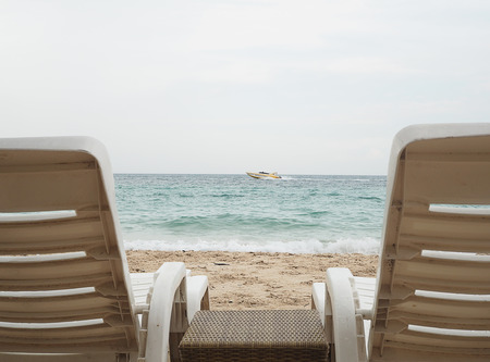 chair on the beach. relax vacation time in summer season.の写真素材