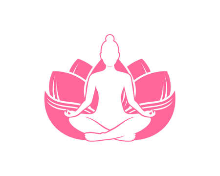 Woman meditation in the lotus flowerのイラスト素材