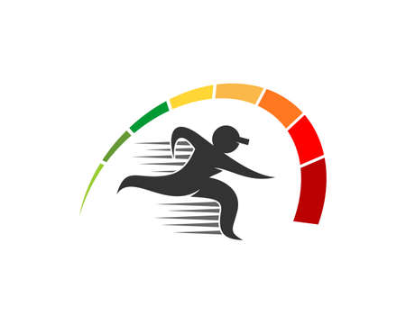 Fast running people in the speedometerのイラスト素材