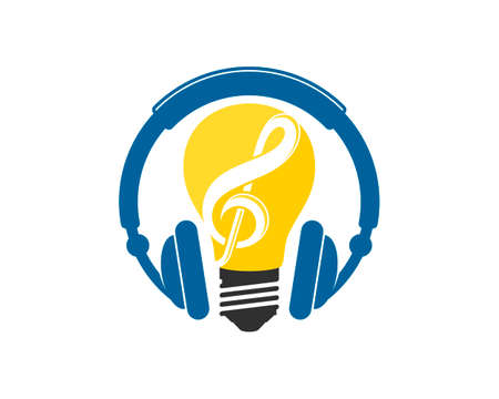 Headphone with bulb and music noteのイラスト素材