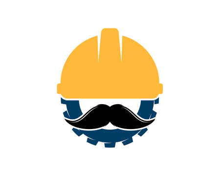 Safety helmet with gear and mustacheのイラスト素材