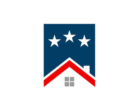 Simple house with american starのイラスト素材