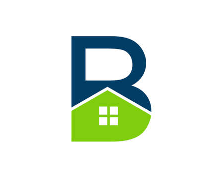 B letter initial with simple houseのイラスト素材
