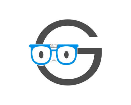 G letter initial with geek eyeglassesのイラスト素材