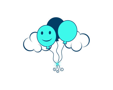 Three smile flying balloon in the cloudのイラスト素材