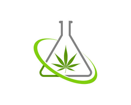 Laboratory test tube with cannabis leaf insideのイラスト素材