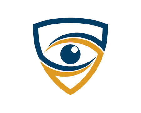 Shield with abstract swoosh and eye insideのイラスト素材