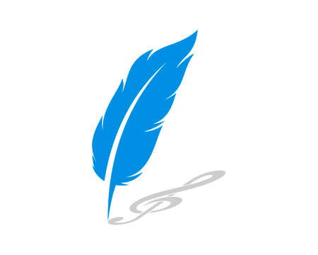 Blue pen feather writing a music noteのイラスト素材