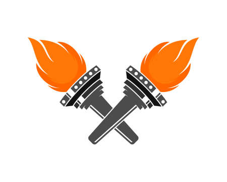 Crossed torch fire logoのイラスト素材