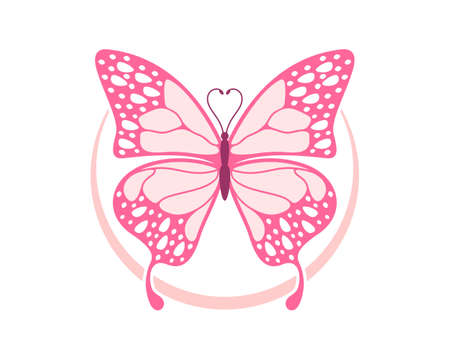 Flying beauty pink butterflyのイラスト素材