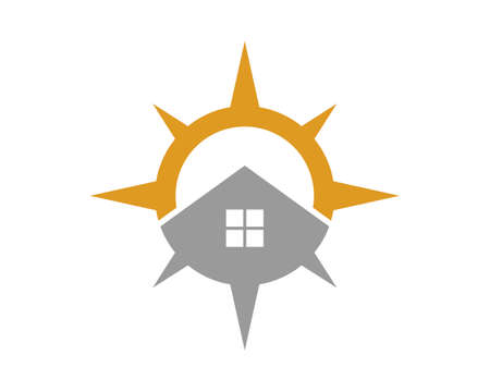Combination compass with houseのイラスト素材