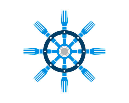Combination Ship steering wheel with forkのイラスト素材