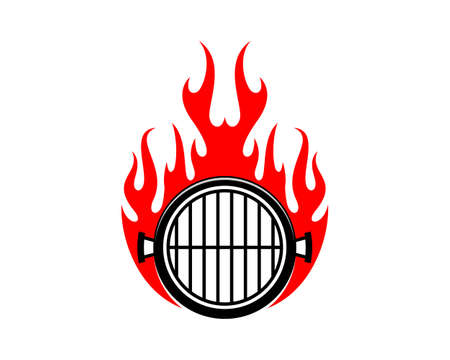 Grill pan fire flame logoのイラスト素材