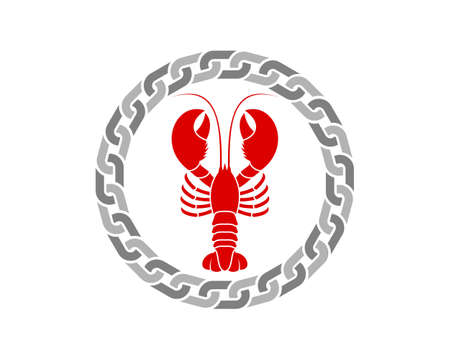 Lobster inside the chain circleのイラスト素材