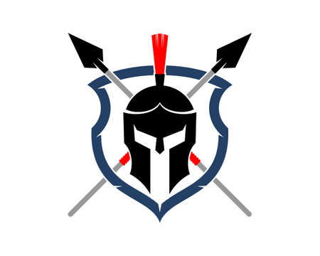 Spartan helmet protection with crossed arrowのイラスト素材