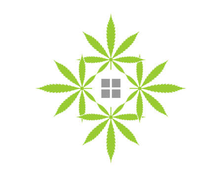 Circular cannabis leaf with window in the middleのイラスト素材