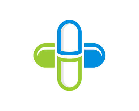 Two capsule form a plus medical symbolのイラスト素材