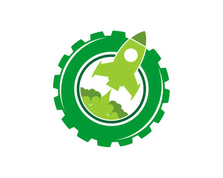 Green gear with rocket launch insideのイラスト素材