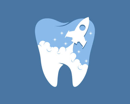 Rocket launch inside the tooth shapeのイラスト素材