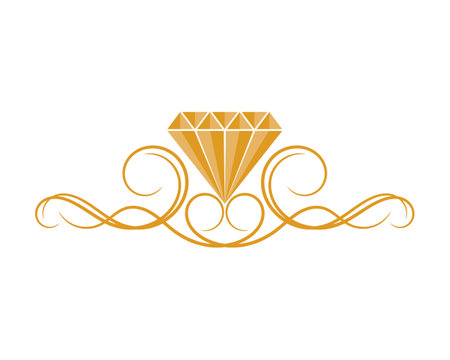 Gold diamond with luxurious crestのイラスト素材
