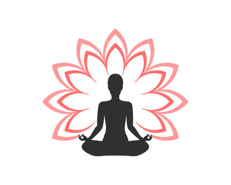 Abstract lotus flower and yogaのイラスト素材