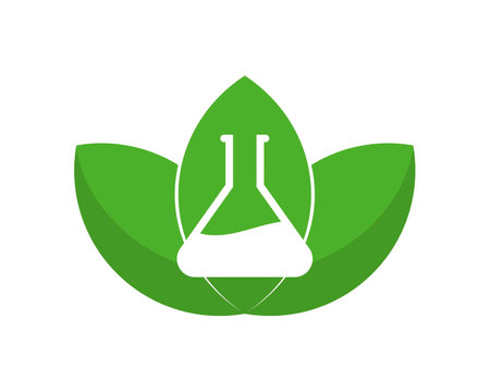Green lotus leaves with bottle laboratory researchのイラスト素材