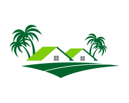 Green house resort road logoのイラスト素材