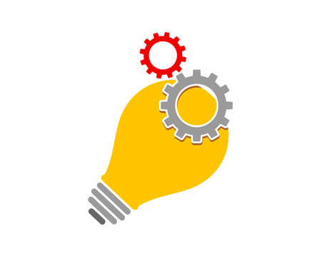 Yellow bulb with double gearのイラスト素材