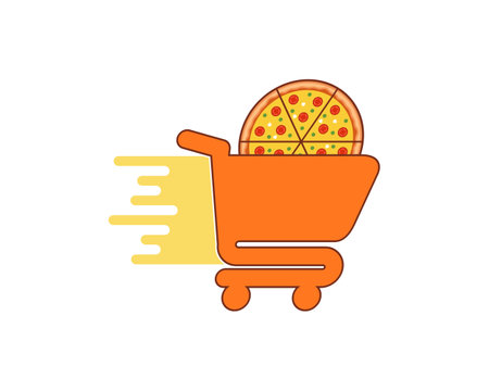 Pizza delivery with shopping cart logoのイラスト素材