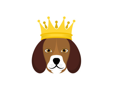 Dog head with crown illustrationのイラスト素材