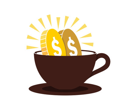 Coffee cup with golden coin insideのイラスト素材