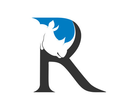 R Letter with rhino head insideのイラスト素材