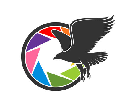 Flying eagle inside to camera lensのイラスト素材