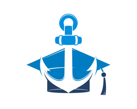 Anchor inside the graduation hat logoのイラスト素材