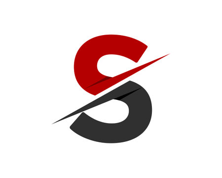 Red and grey S letter initial with swooshのイラスト素材