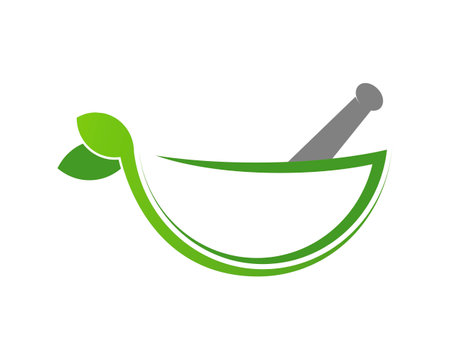 Mortar and pestle with nature leafのイラスト素材