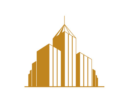 City buildings writer with golden colorsのイラスト素材