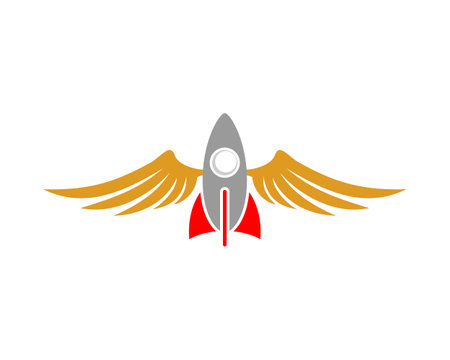 Flying rocket with gold wingsのイラスト素材