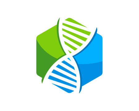 Abstract hexagonal shape with DNA symbol insideのイラスト素材